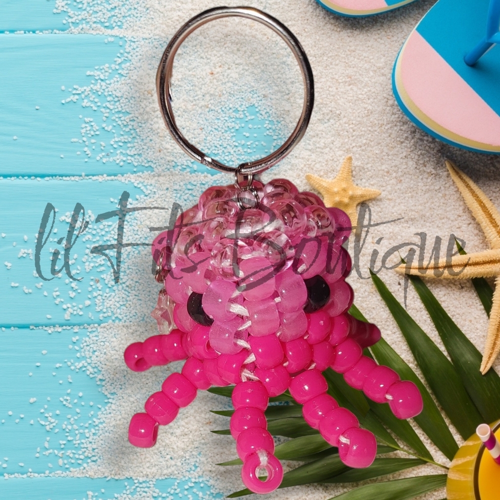 ʕ·ᴥ·ʔ Hand Crafted Multicolored Aquatic Octopus Pony Bead Key Chains